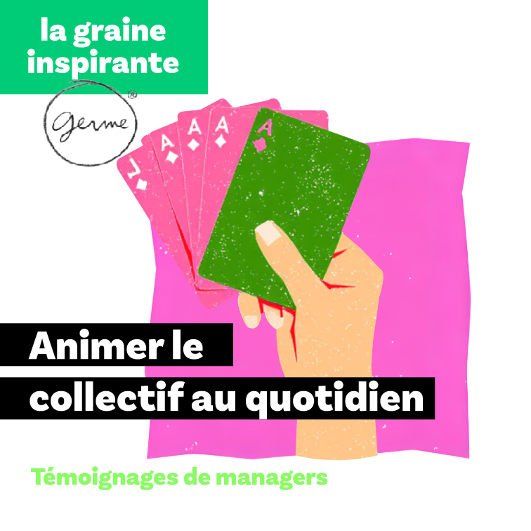 Vignette du podcast animer son collectif illustré par une main avec un jeu de cartes