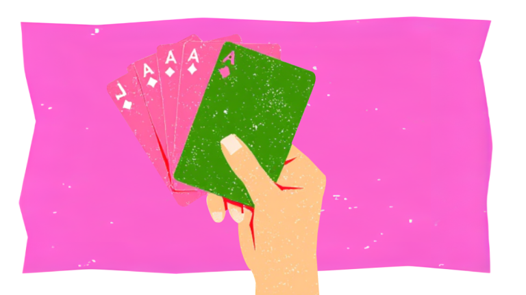 Visuel du podcast animer son collectif illustré par une main avec un jeu de cartes